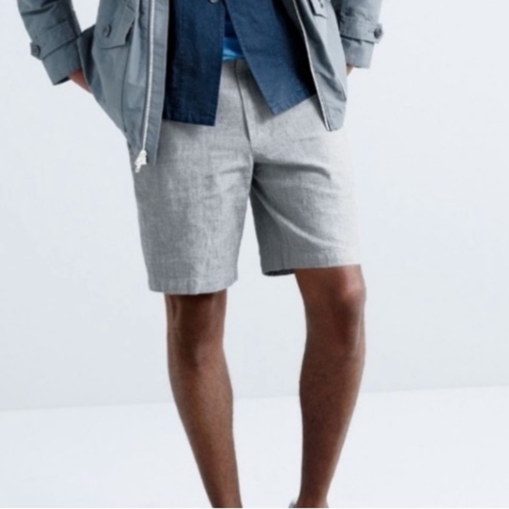 J.Crew Club Chambray Shorts Gray Flat Front Cotton Casual Size 38